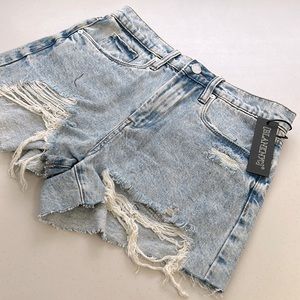 Blank NYC Light Blue Distressed Jean Shorts